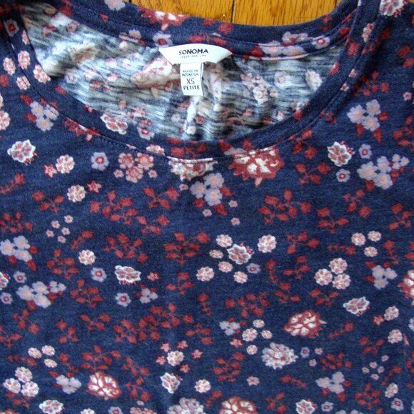 Sonoma Blue Grey Floral Tee - Picture 2 of 4